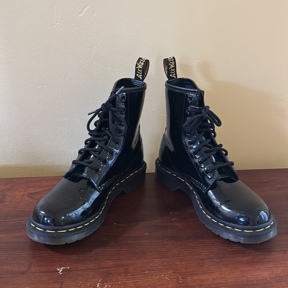 Dr. Martens Shiny Black Combat Boots - Picture 6 of 7